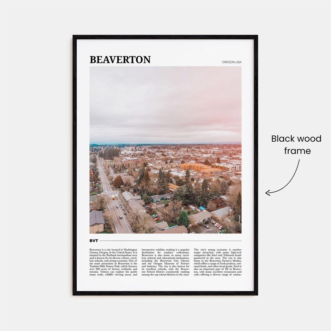 Beaverton Oregon Suburban Aerial Panorama Sunset View Poster - Image 2