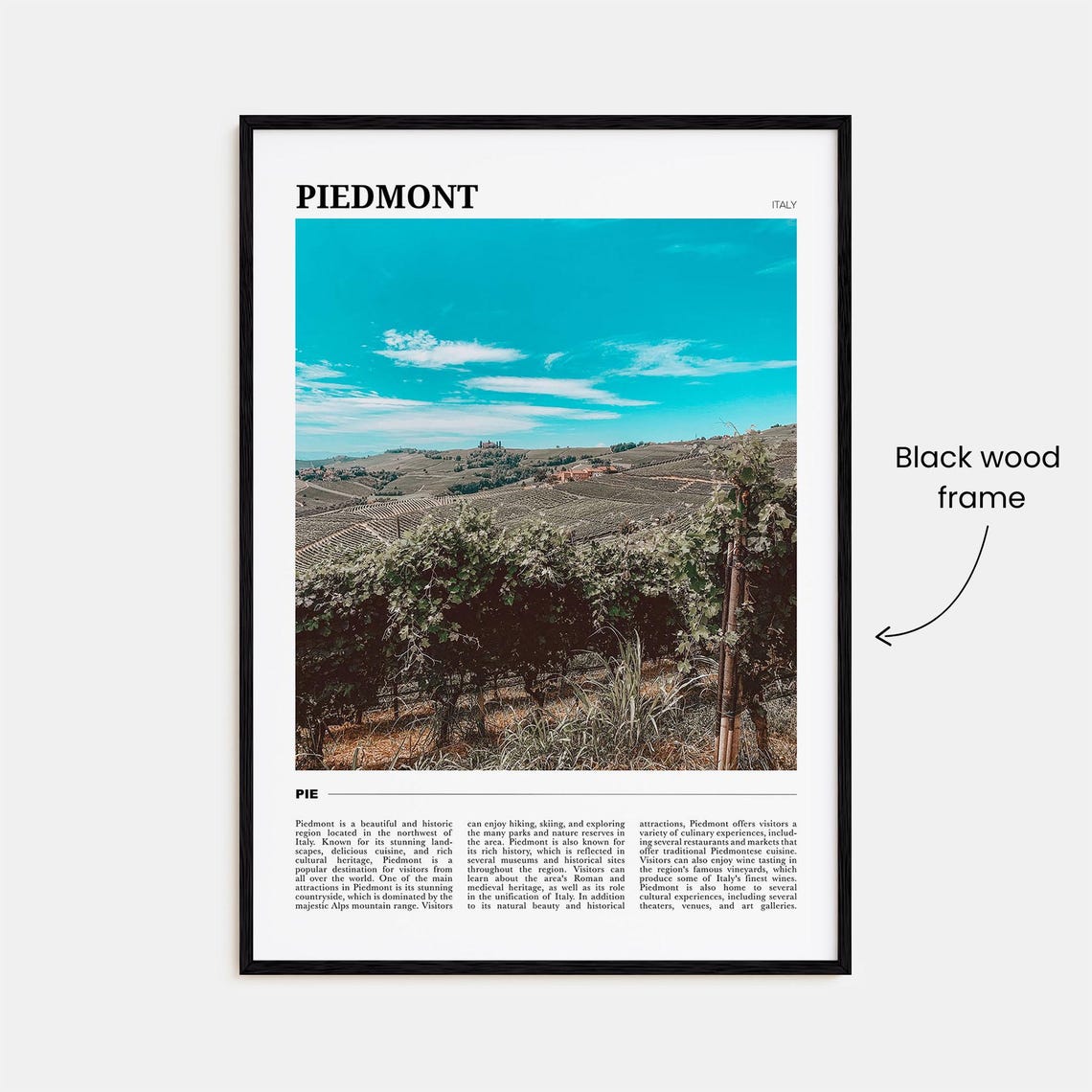 Piedmont Italy Vineyard Rolling Hills Countryside Travel Poster - Image 2