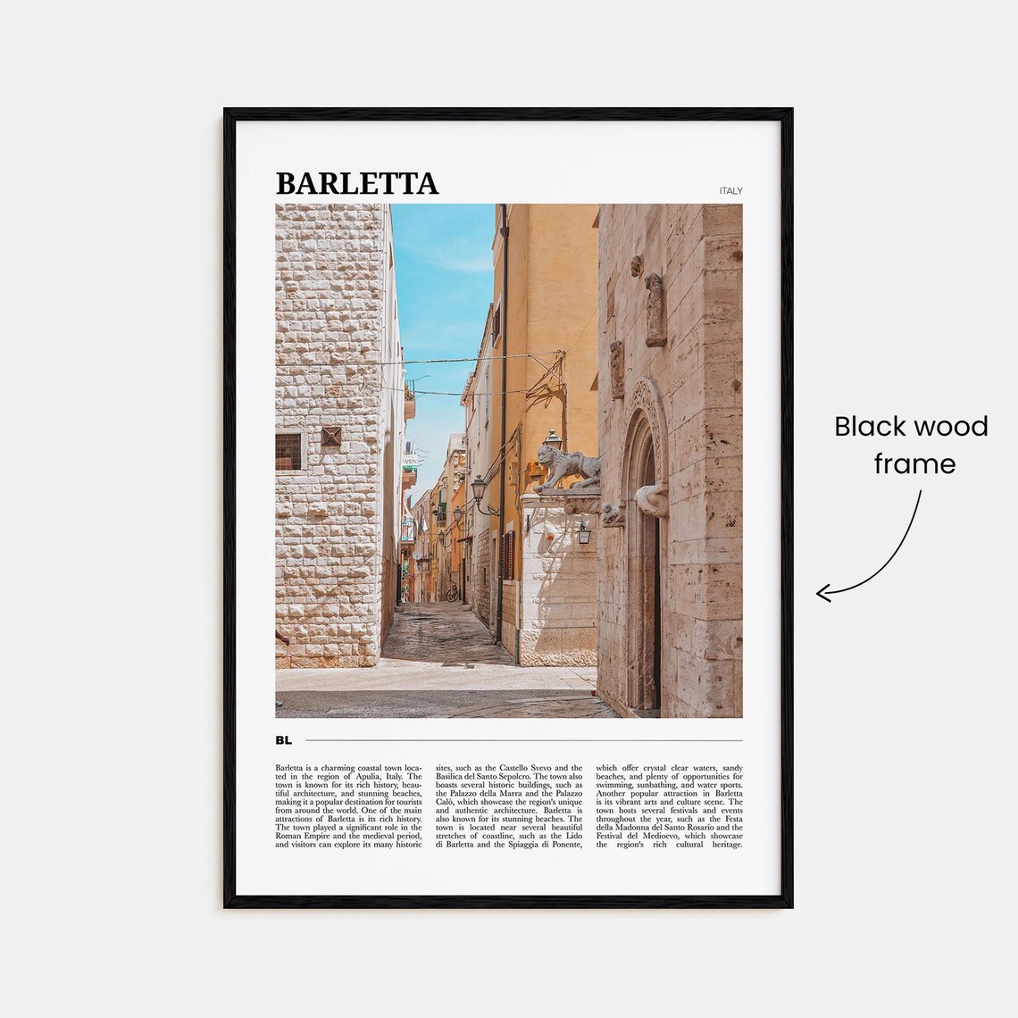 Barletta Italy Historic Old Town Stone Street Scene Travel Poster - Image 2