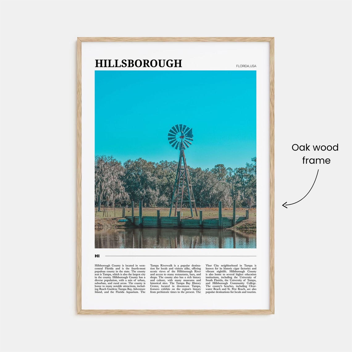 Hillsborough Florida USA Old Rustic Windmill Pond Nature Poster - Image 3