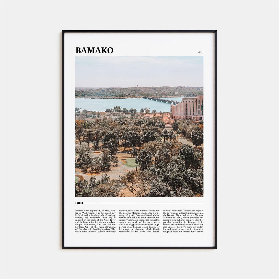 Bamako Mali Niger River Bridge Aerial City View Travel Poster