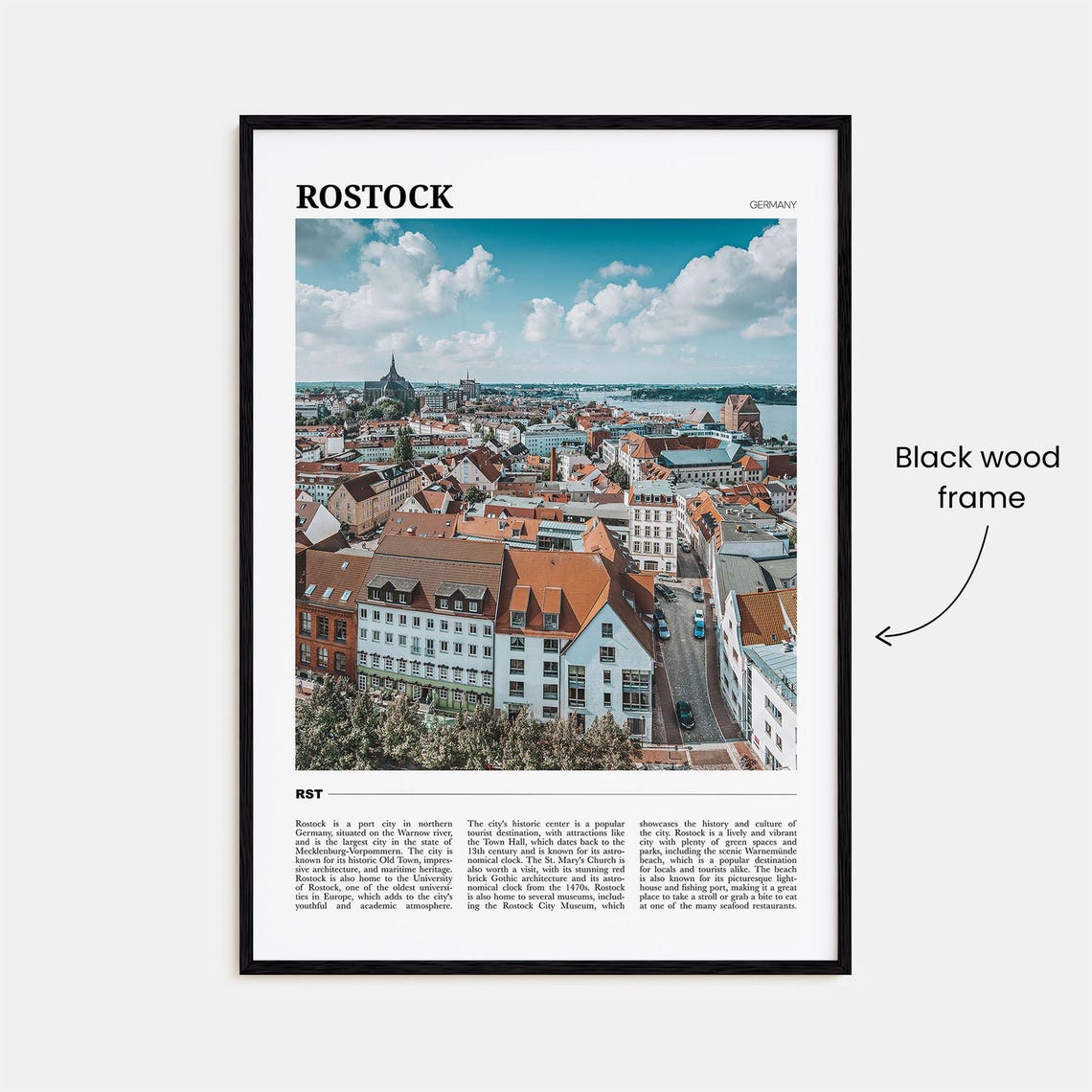 Rostock Germany Hanseatic Old Town Rooftops Aerial View Poster - Image 2