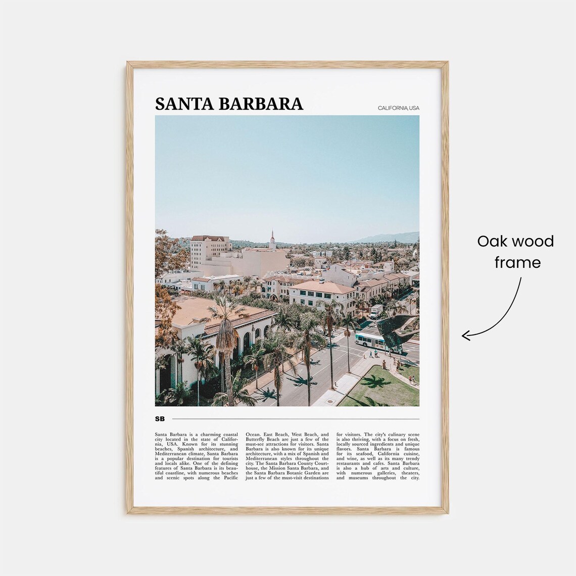 Santa Barbara California Spanish Style Downtown Palm Trees Travel Poster - Image 3