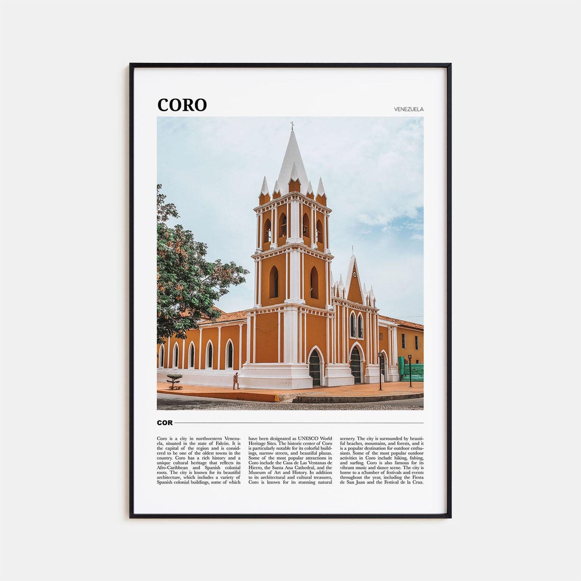 Coro Venezuela Cathedral Colonial City Travel Photo Guide Poster