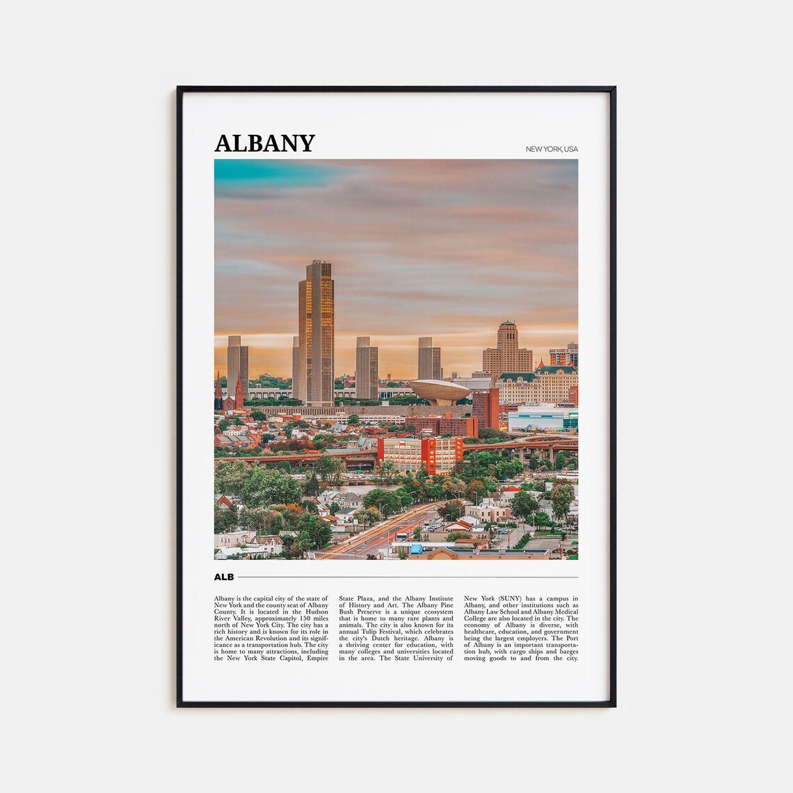 Albany Travel Poster, New York Wall Art Print