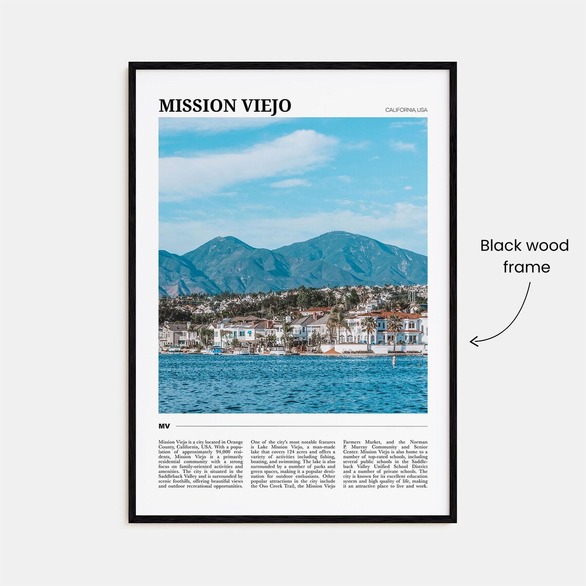 Mission Viejo California Lake Homes Mountain View Photo Poster - Image 2