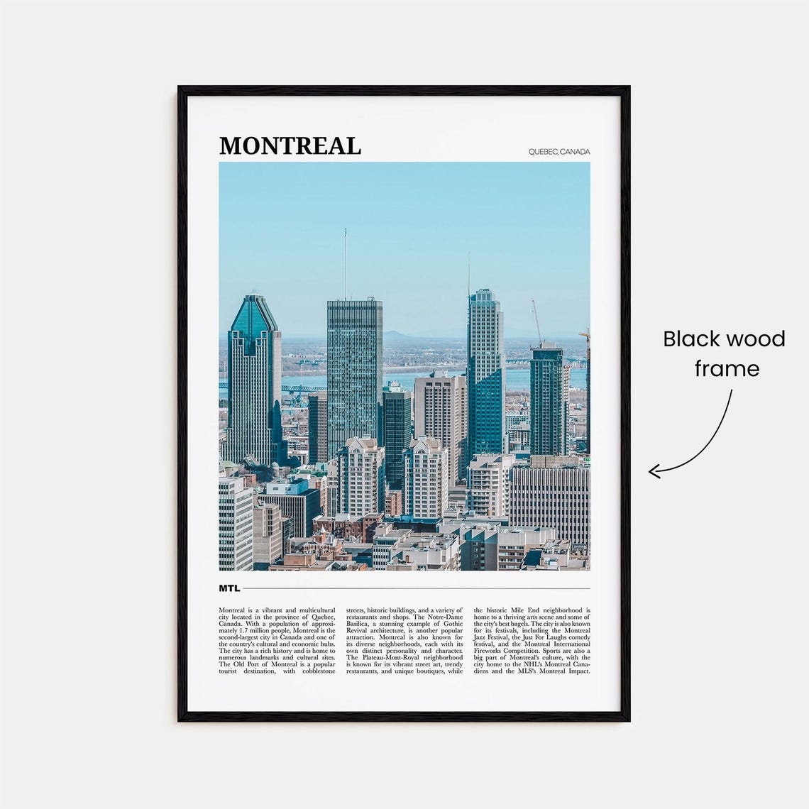 Montreal Quebec Canada Downtown Skyline City Photography Travel Poster - Image 2