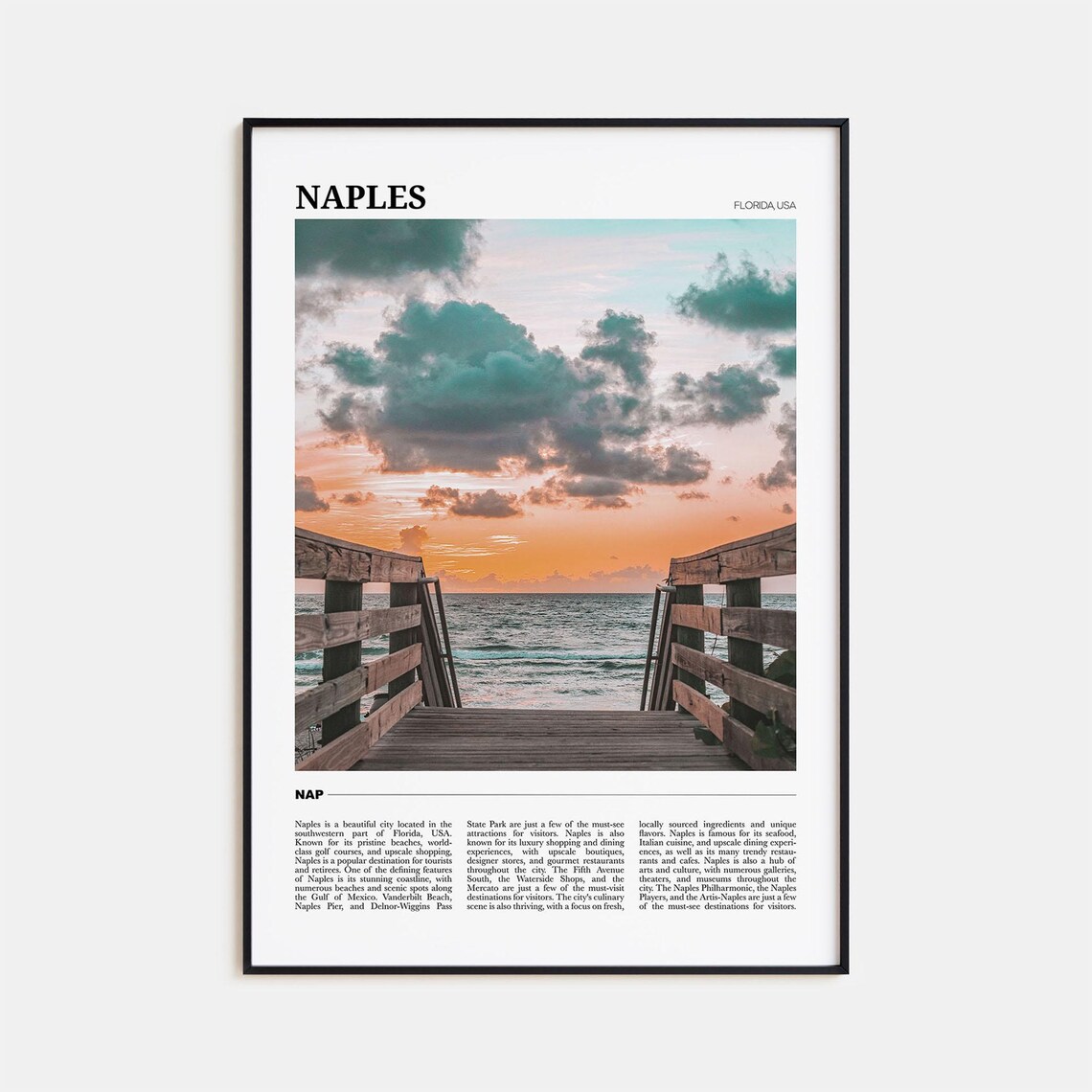 Naples Florida Travel Poster, Naples Wall Art Print