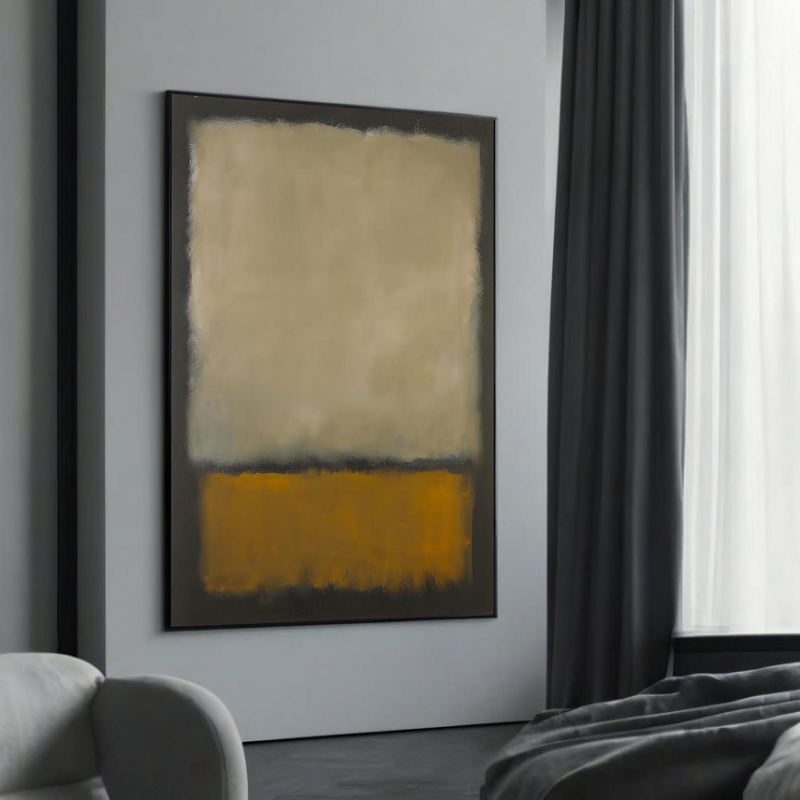 Mark Rothko Style Earthy Beige Mustard Color Field Abstract Wall Art
