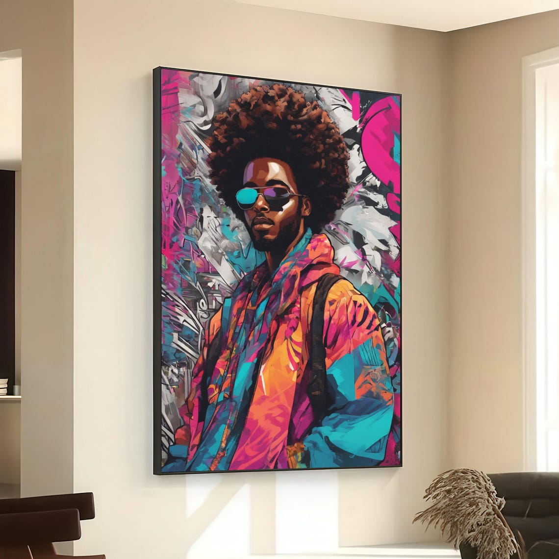 Afro Man Sunglasses Graffiti Pop Art Portrait Bold Street Poster