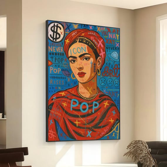 Bold Pop Art Portrait Canvas Iconic Woman Wall Modern Graffiti Style Vibrant Street Decor Ready To Hang Painting