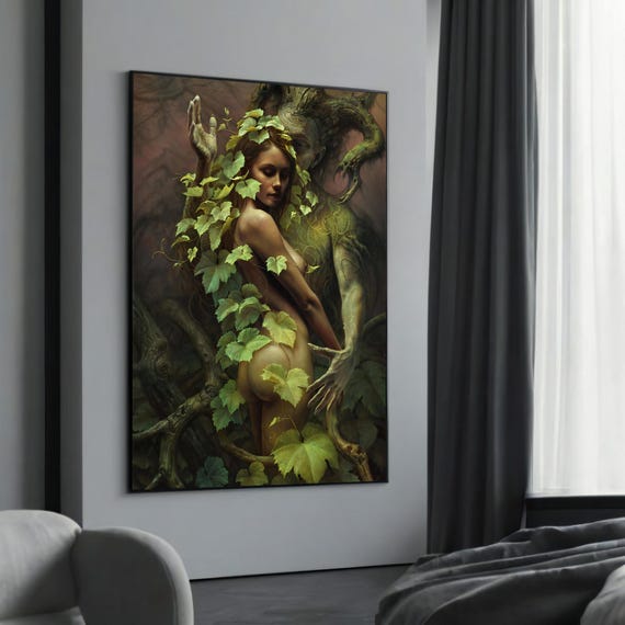 Enchanted Forest Goddess Surreal Nature Fantasy Art Ethereal Wall Decor Unique Canvas Painting For Lovers