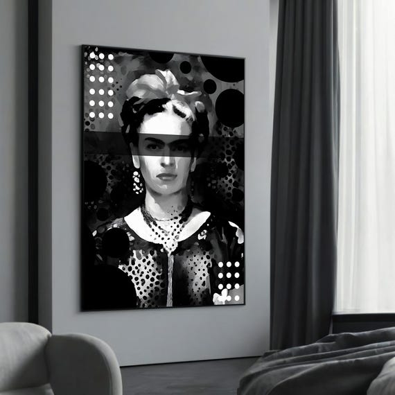 Black And White Abstract Woman Portrait Bold Modern Art Stylish Wall Decor Unique Gift For Lovers Monochrome Canvas Painting