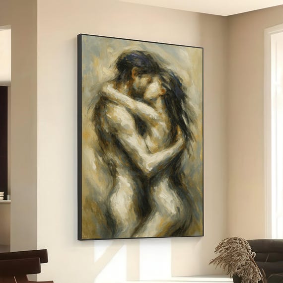 Intimate Embrace Abstract Couple Art Print