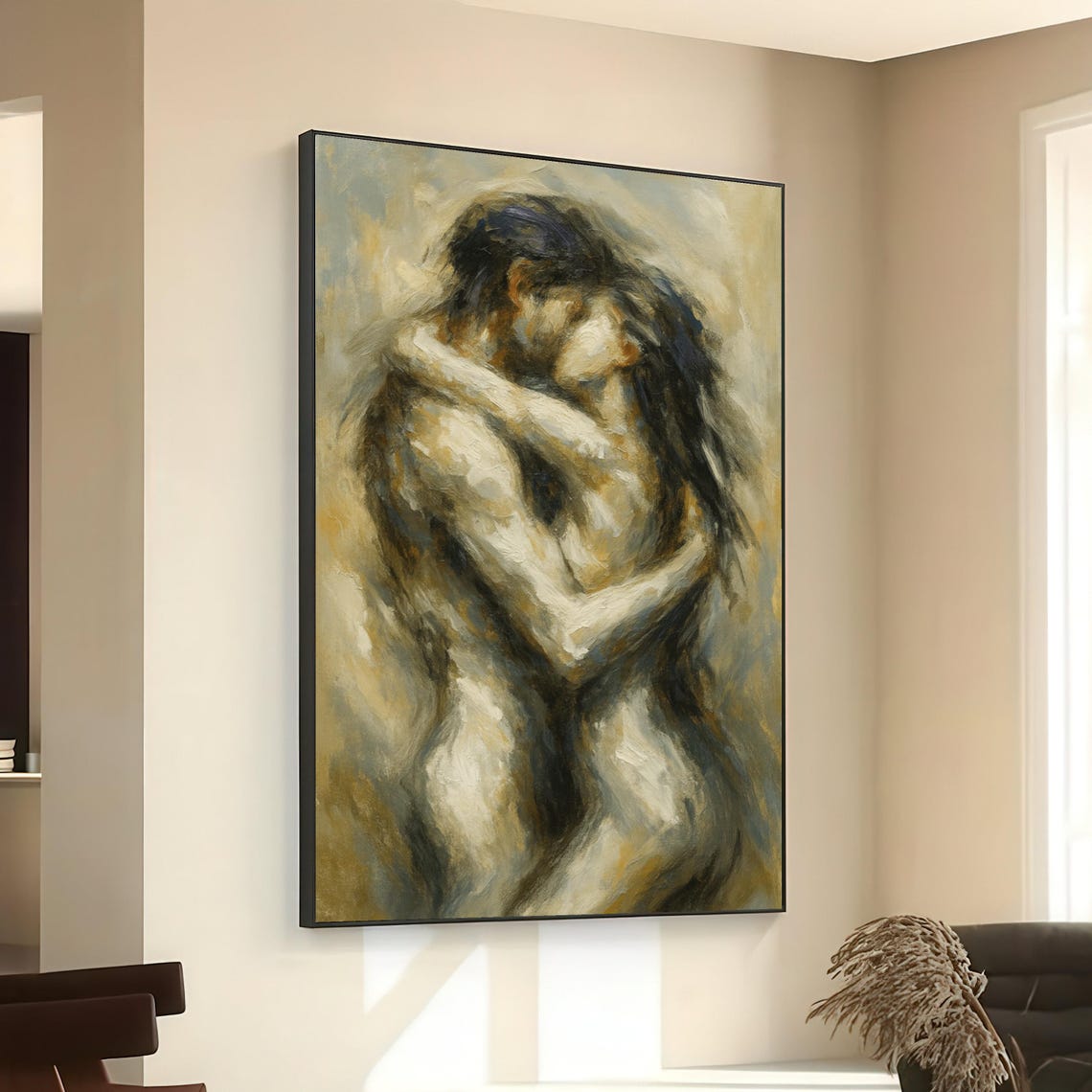 Intimate Embrace Abstract Couple Art Print