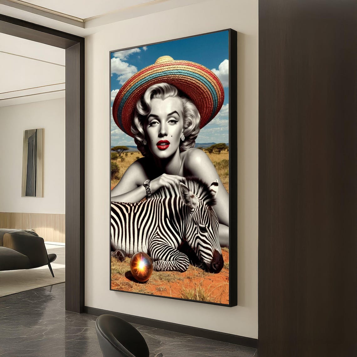 Marilyn Monroe Sombrero Zebra Foal Glowing Orb Pop Art Poster