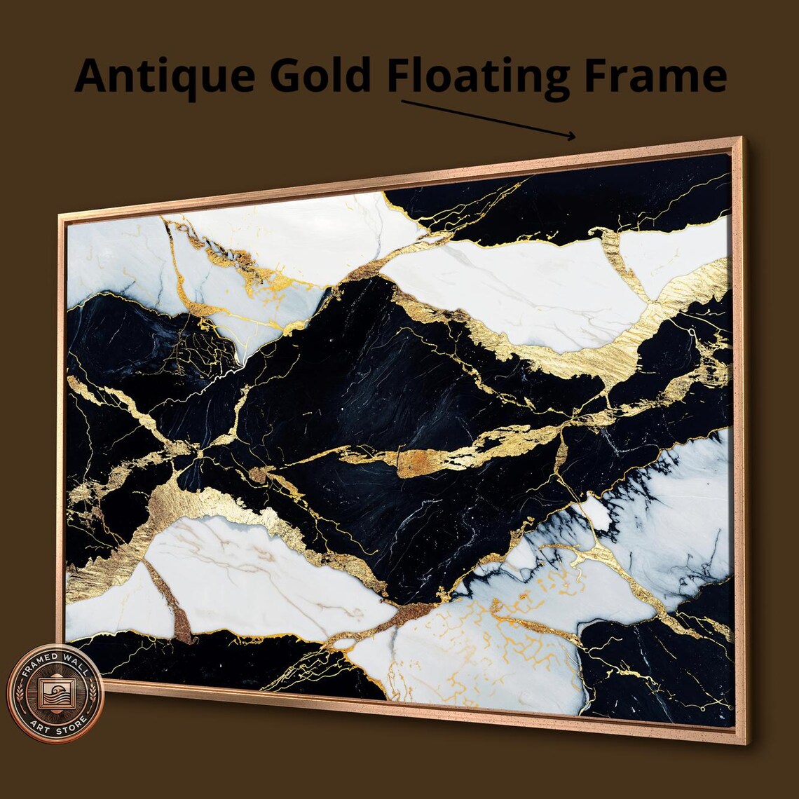 Black White Marble With Gold Veins Abstract Luxury Art Poster - Image 3