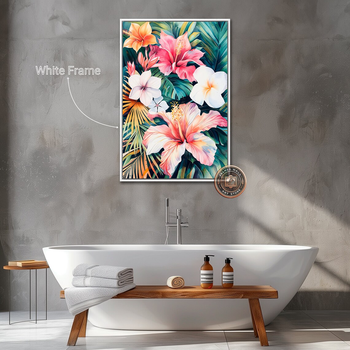 Tropical Hibiscus Flowers Botanical Wall Art Print - Image 2