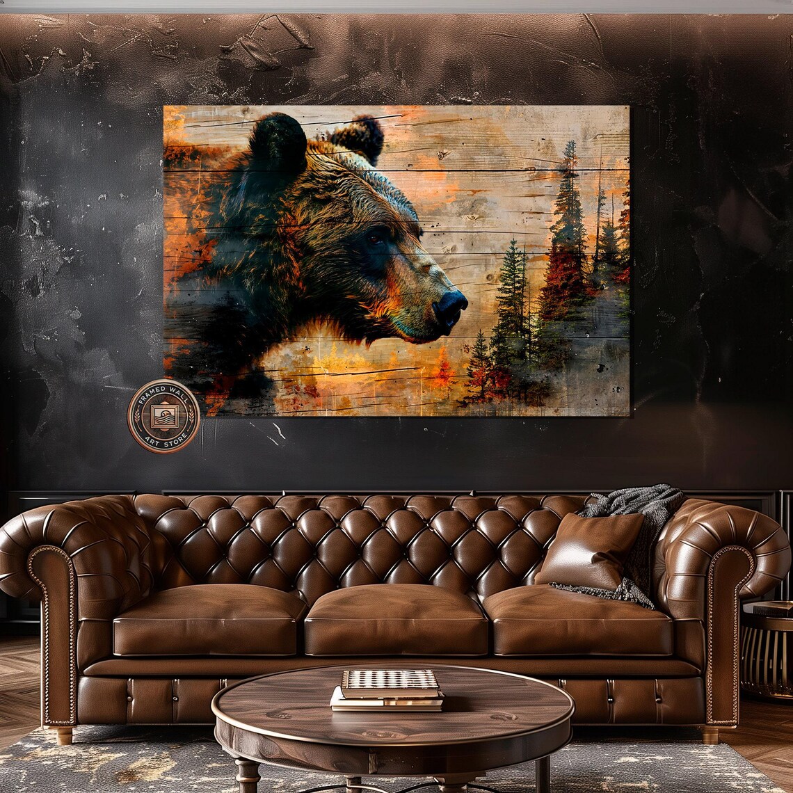 Intense Bear Portrait, Rustic Farmhouse Wall Art Print - Image 2