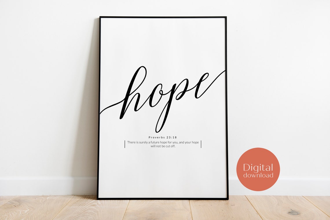 Proverbs 2318 Hope Bible Verse Poster Christian Wall Art Christian Nursery Minimalist Bible Verse Wall Print - Image 2