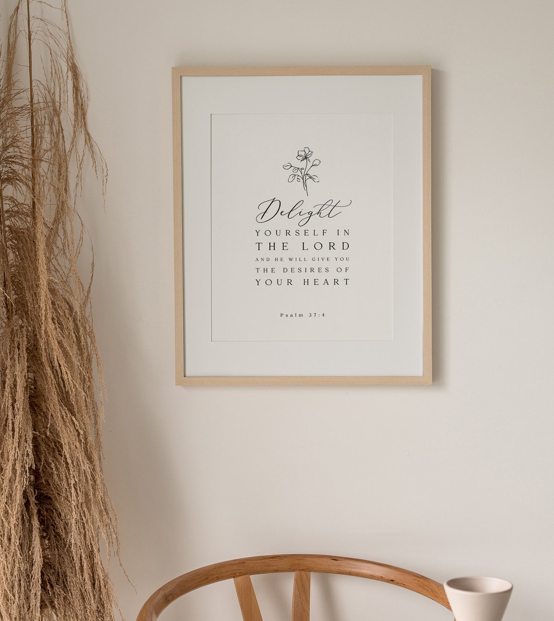 Delight Yourself In The Lord Psalm 37:4 Floral Scripture Poster - Image 3
