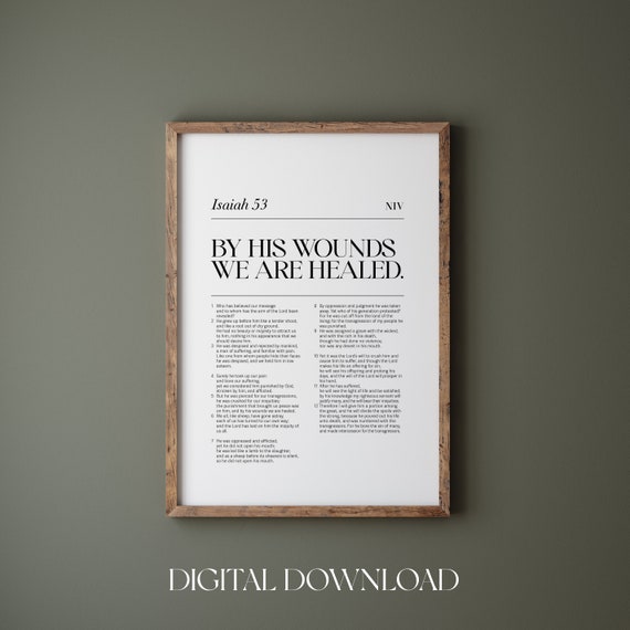 Isaiah 535 By His Wounds We Are Healed Bible Chapter Poster Bible Verse Wall Art Modern Minimalist Christian Wall Art