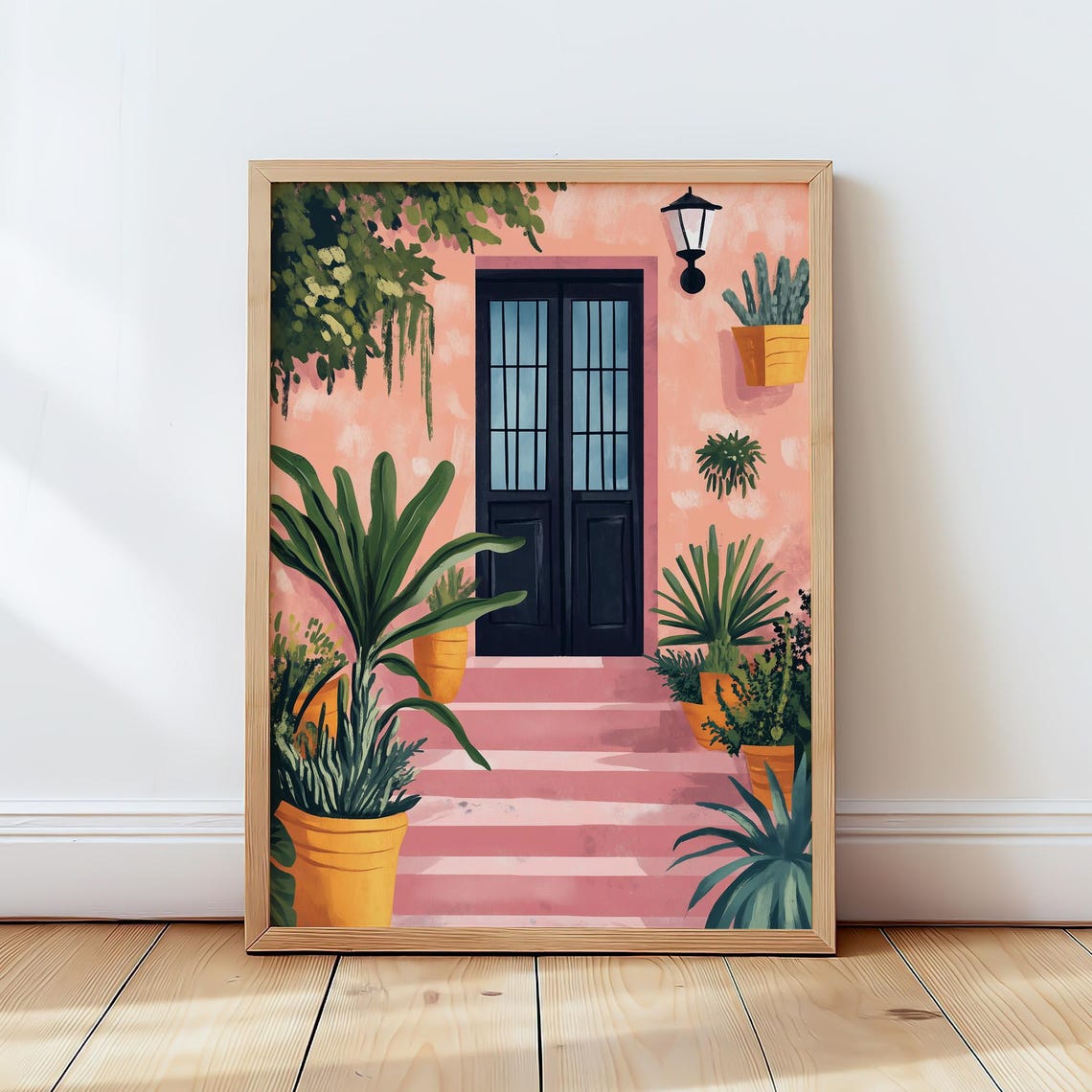Mediterranean Doorway Poster Terracotta Wall Art With Greenery Travelinspired Home Decor