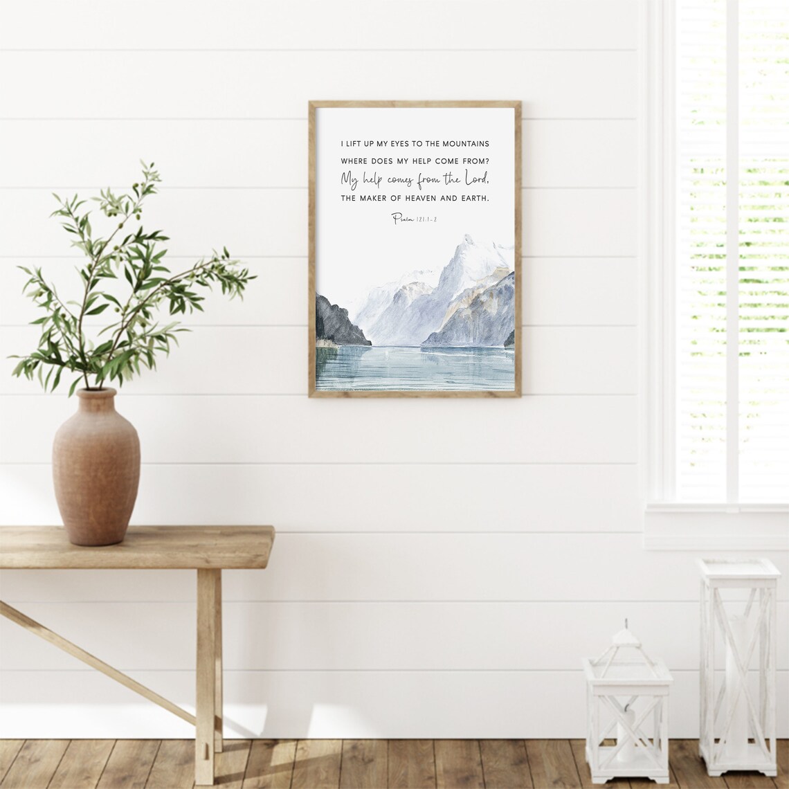 Psalm 121 My Help Comes From The Lord Mountain Lake Art Poster - Image 3