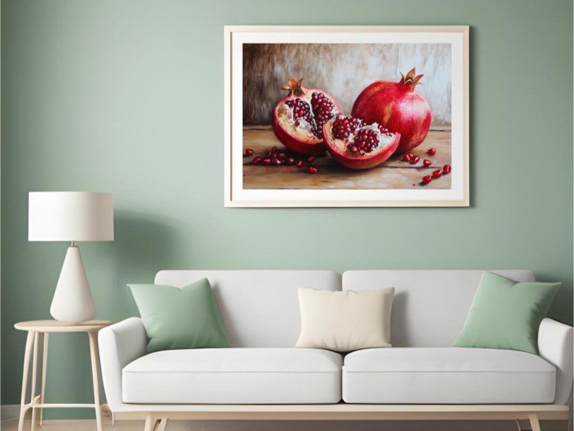 Pomegranate Still Life, Realistic Fruit Art Print - Image 4