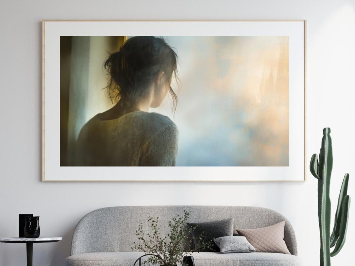 Soft Solitude Portrait, Reflective Woman At Window - Image 2