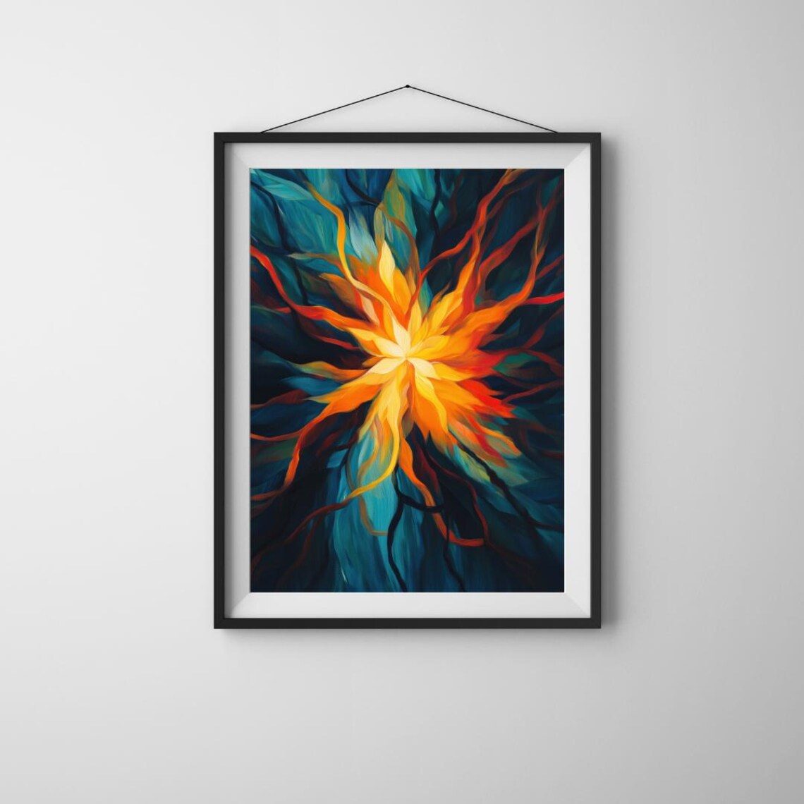 Fiery Bloom Abstract Flower Explosion Art Print
