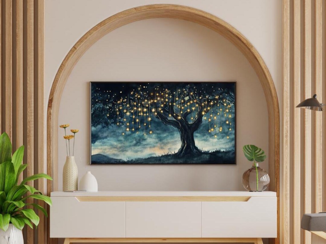 Wishing Tree Celestial Watercolor Art Print - Image 4