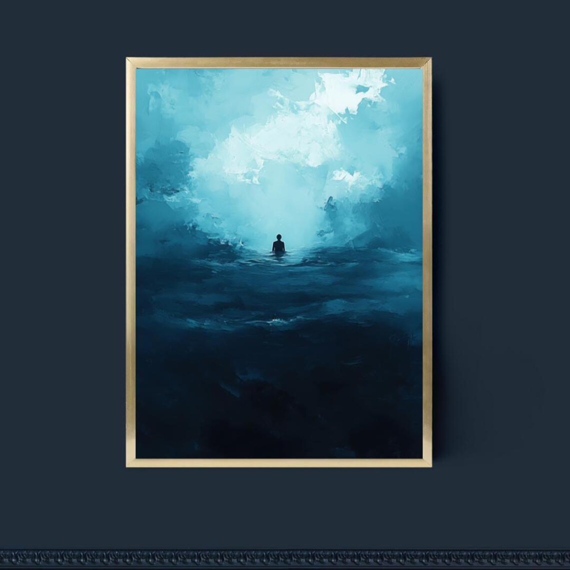 Solitude In Blue, Abstract Ocean Painting - Image 2
