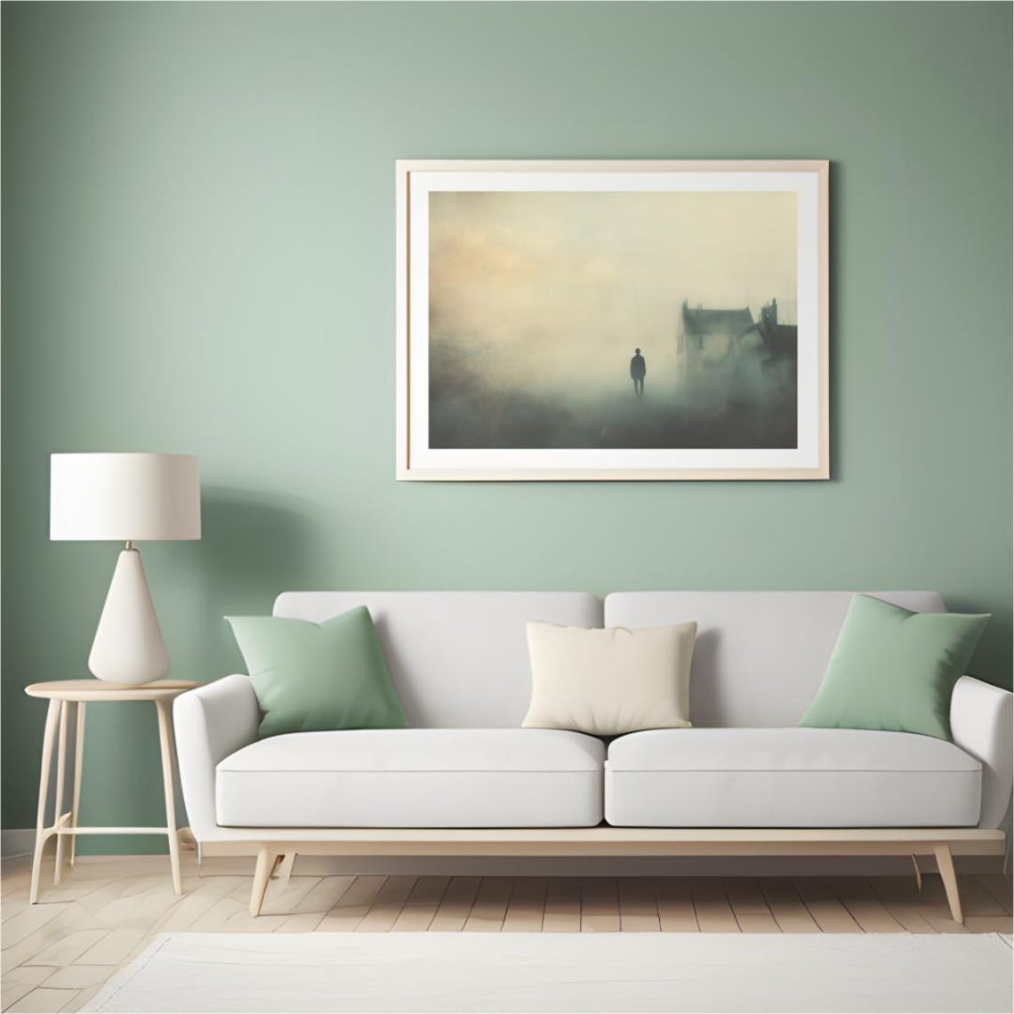 Foggy Silhouette Print Dreamlike Abstract Wall Art Moody Minimalist Landscape Decor - Image 3