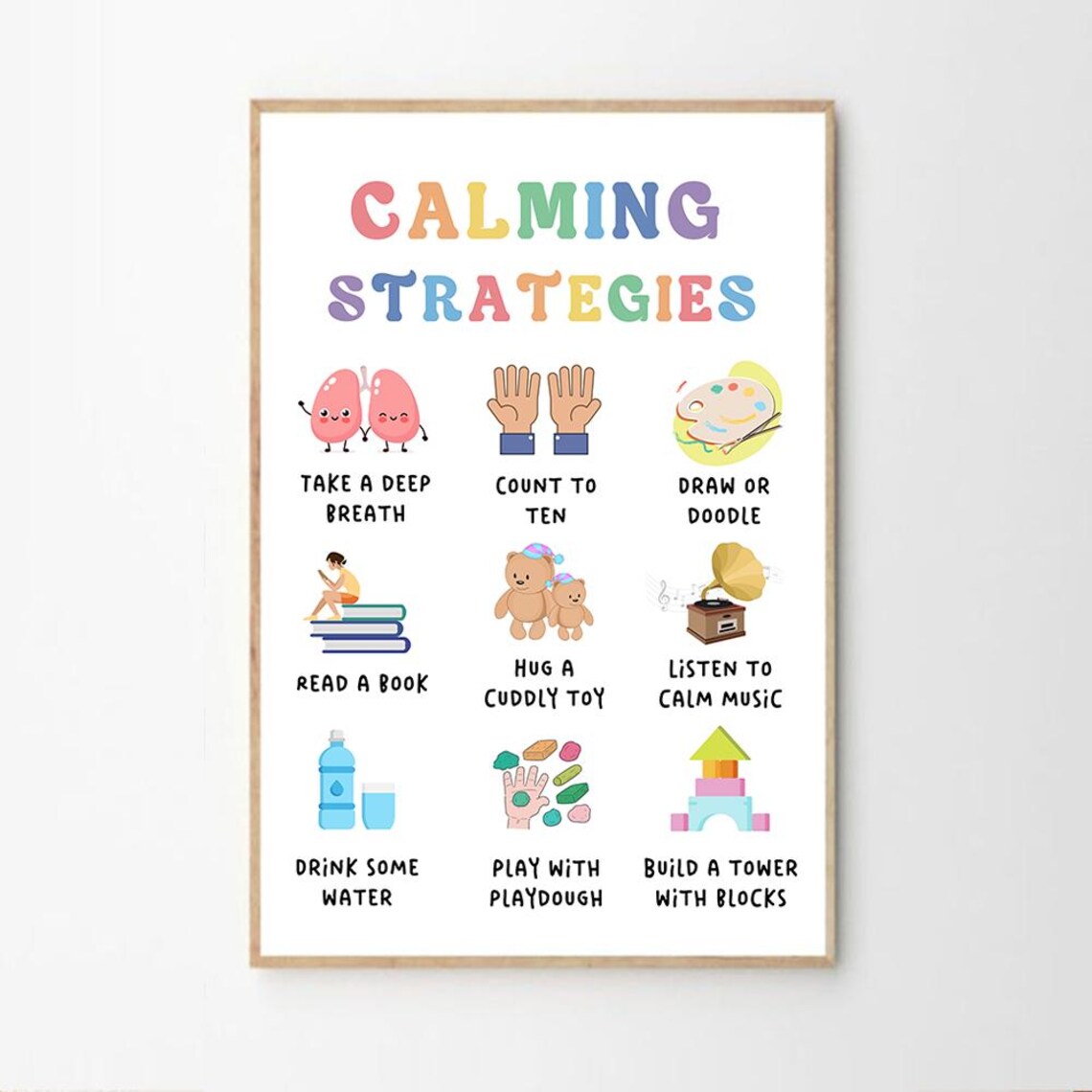 Calming Strategies Kids Affirmations Chart With Rainbow Lettering Poster