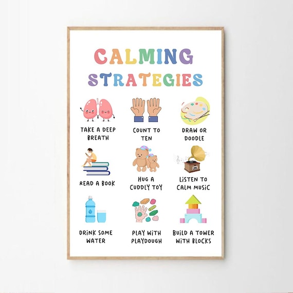 Calming Strategies Kids Affirmations Chart With Rainbow Lettering Poster