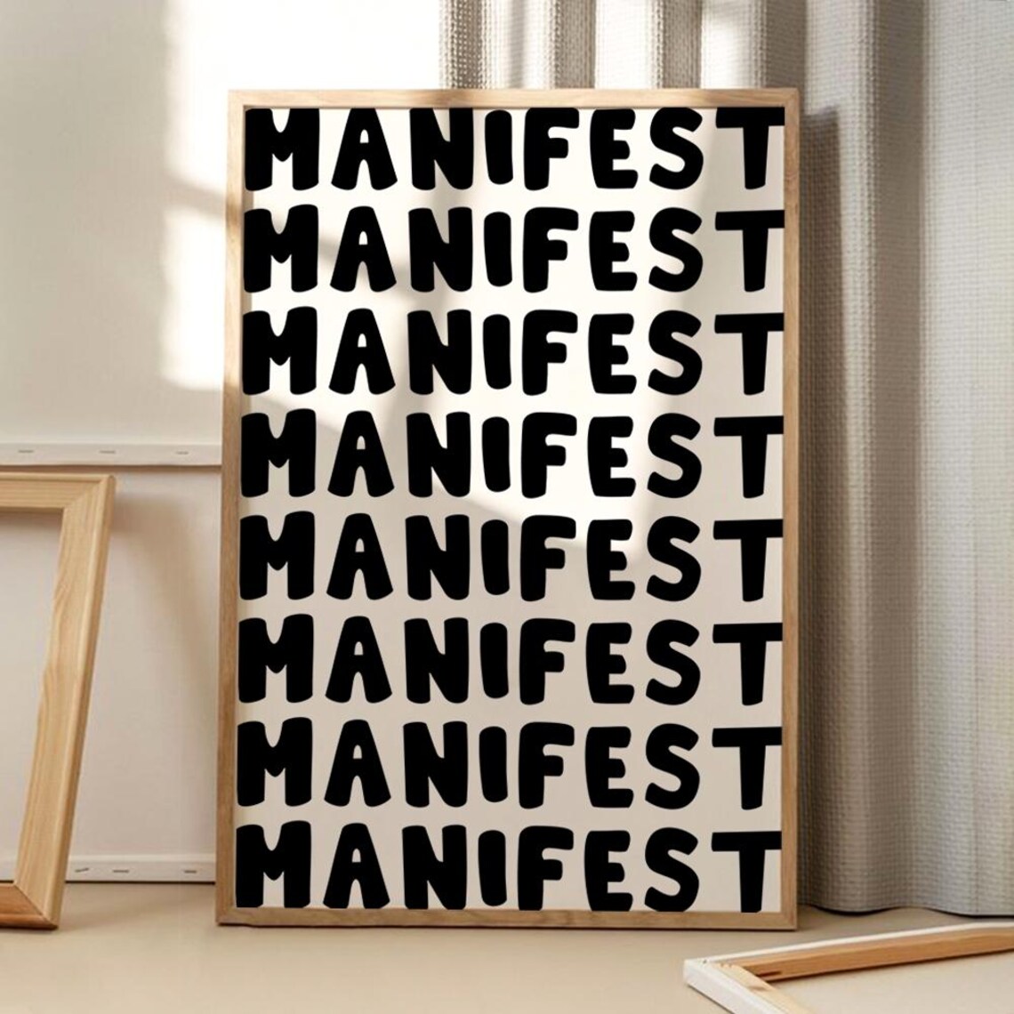 Manifest Quote Art Poster, Retro Typography Decor