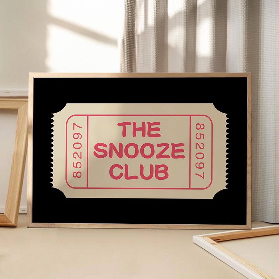 The Snooze Club Admit Ticket Funny Sleep Lover Retro Wall Poster