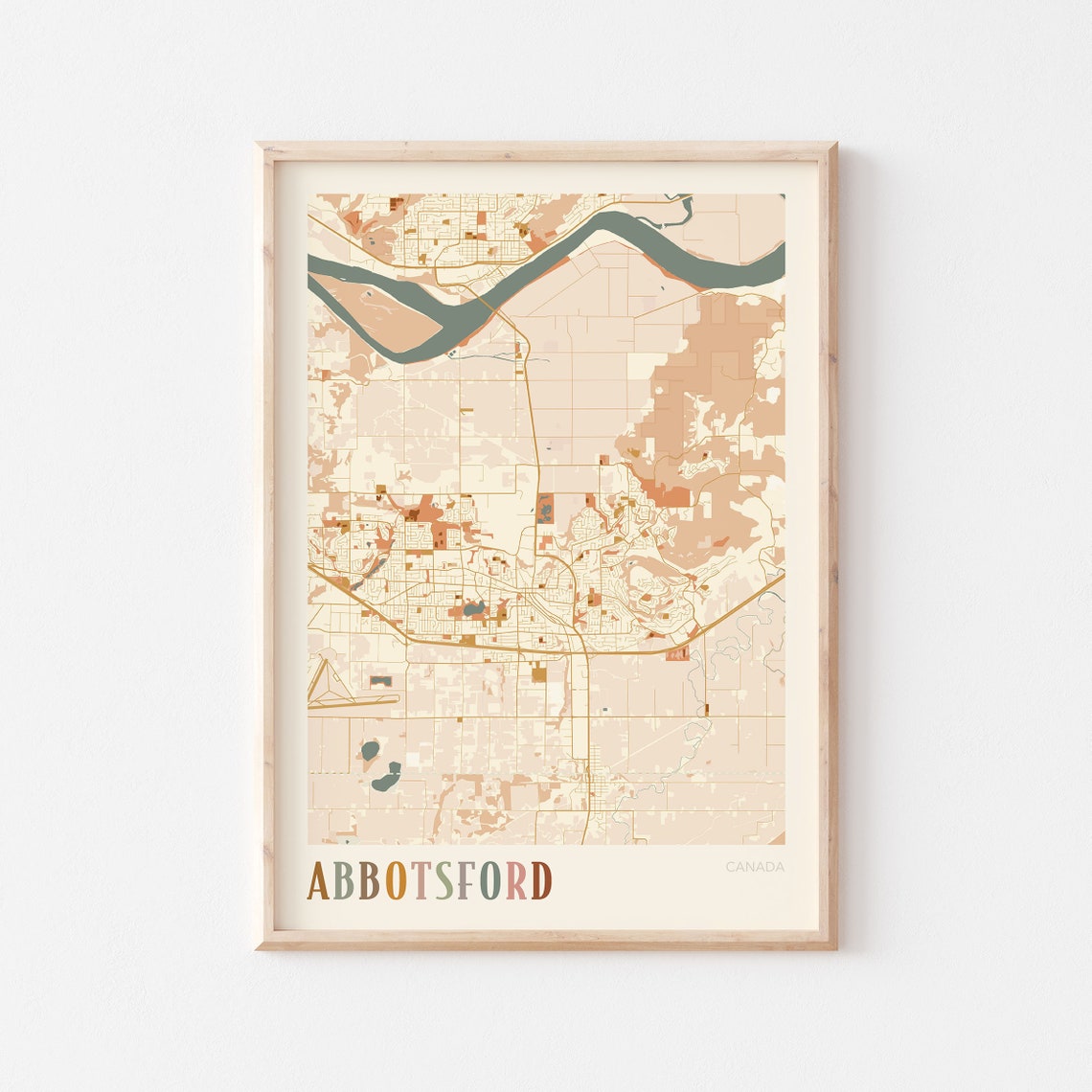 Abbotsford Canada Boho Colorful Street Map City Art Poster Home Decor