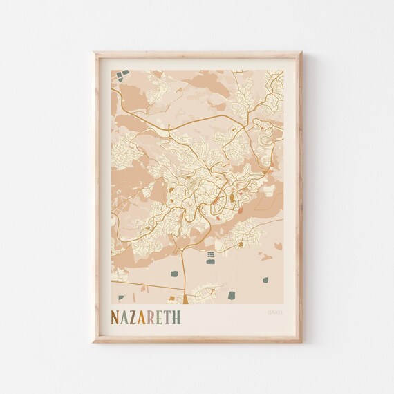 Nazareth Map Poster Print Wall Art Israel Travel Gift Boho