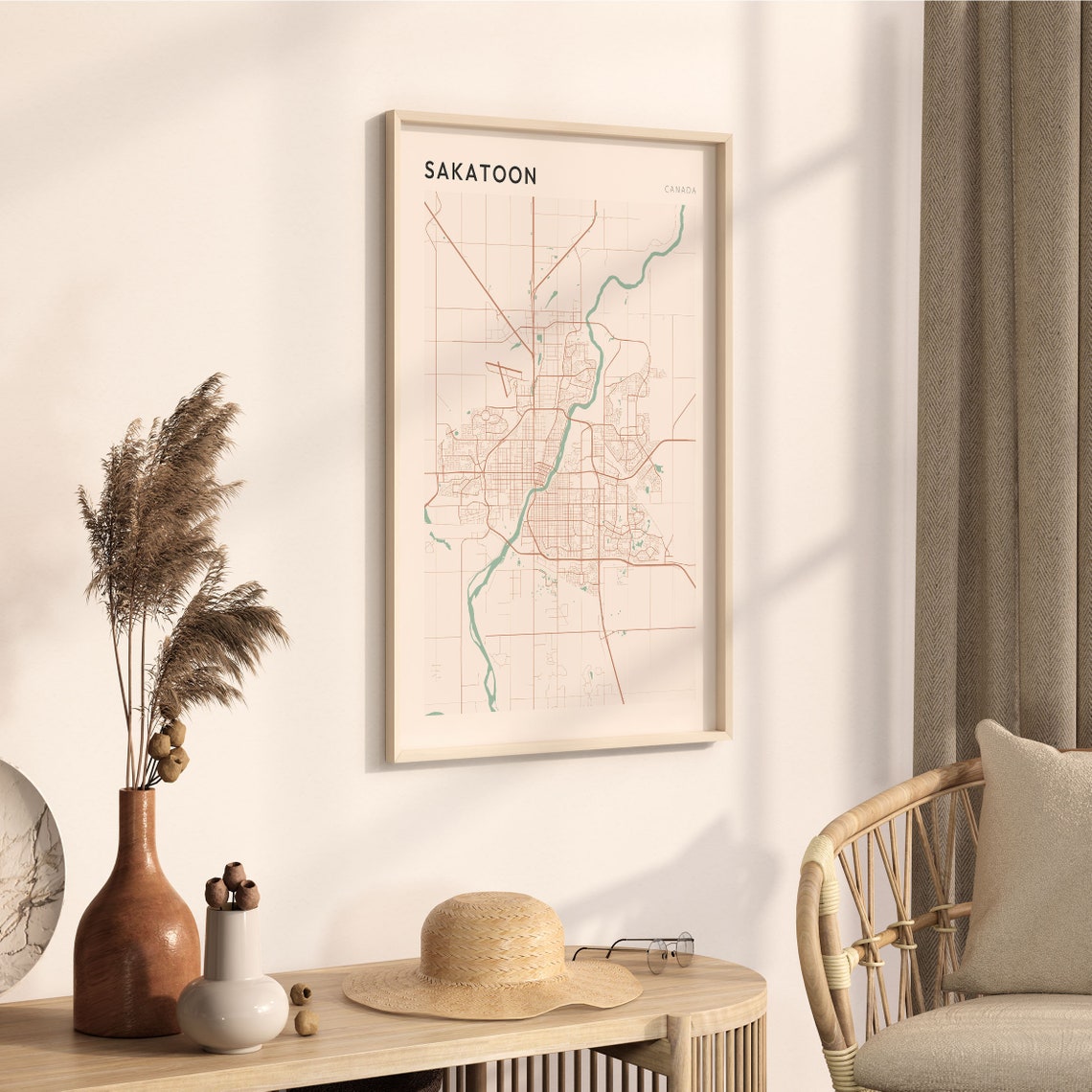 Sakatoon Canada Minimalist Street Map City Art Poster Home Decor - Image 2