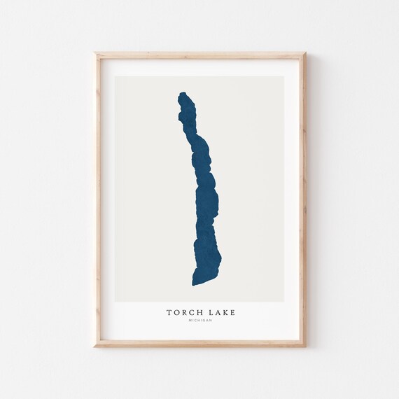 Torch Lake Map Poster, Michigan Wall Art Print