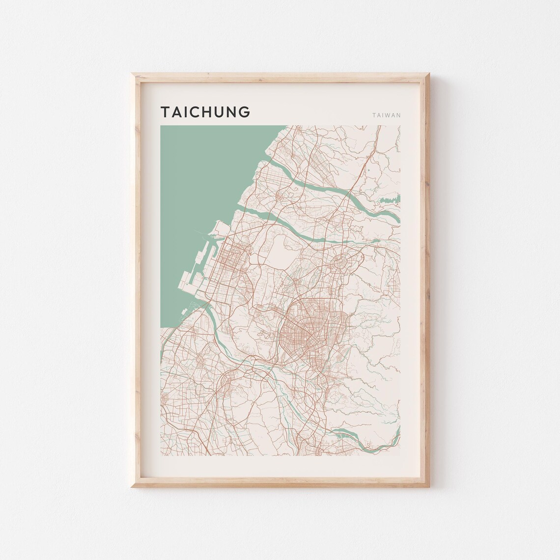 Taichung Map Poster Print Wall Art Taiwan Travel Gift Minimalist