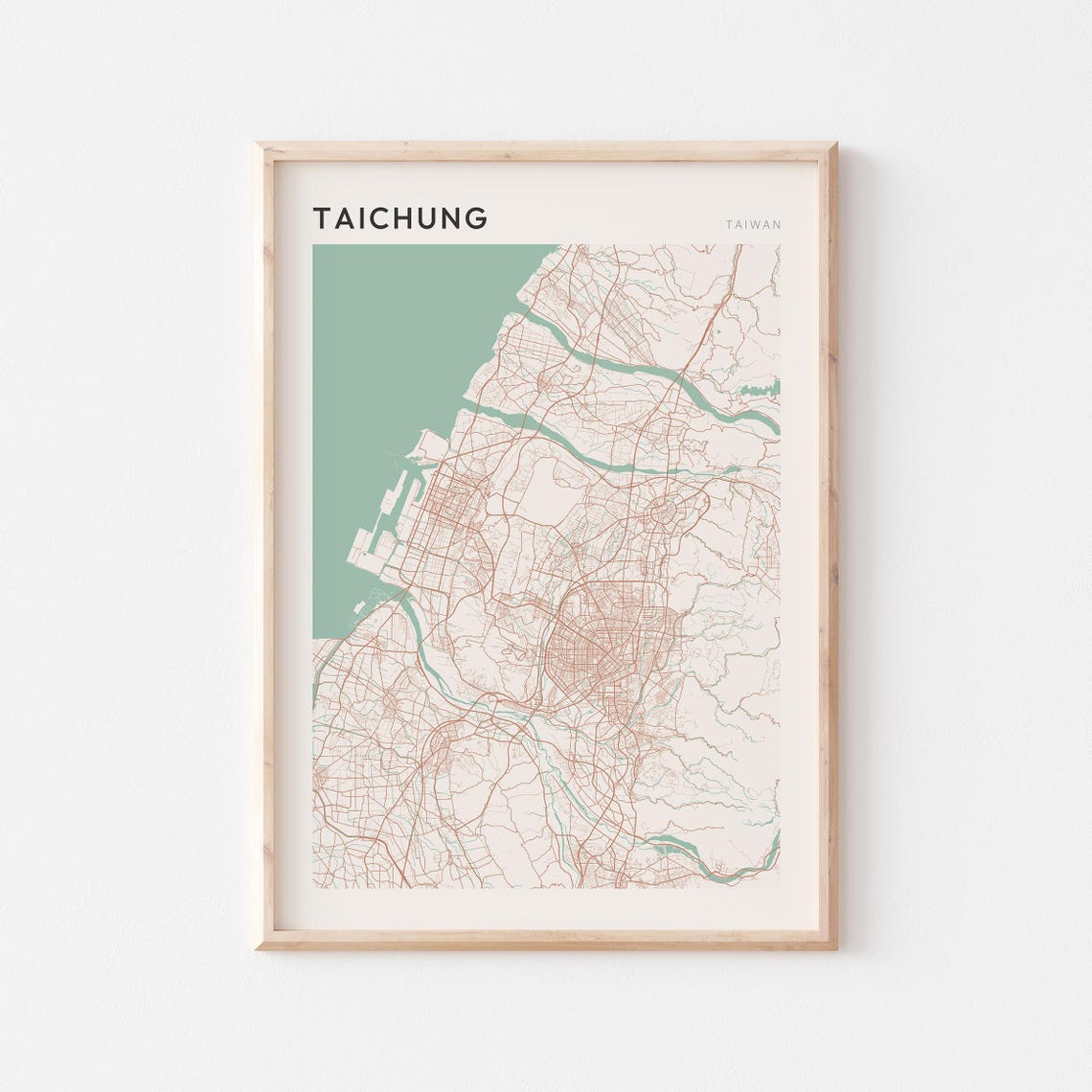 Taichung Taiwan Minimalist City Map Poster Modern Wall Decor Art