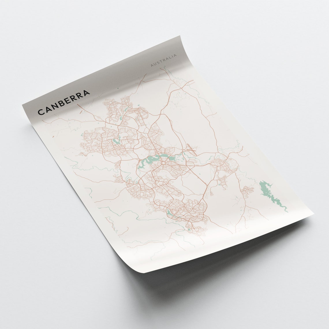Canberra Australia Minimalist City Map Poster with Lake Burley Griffin - Image 2