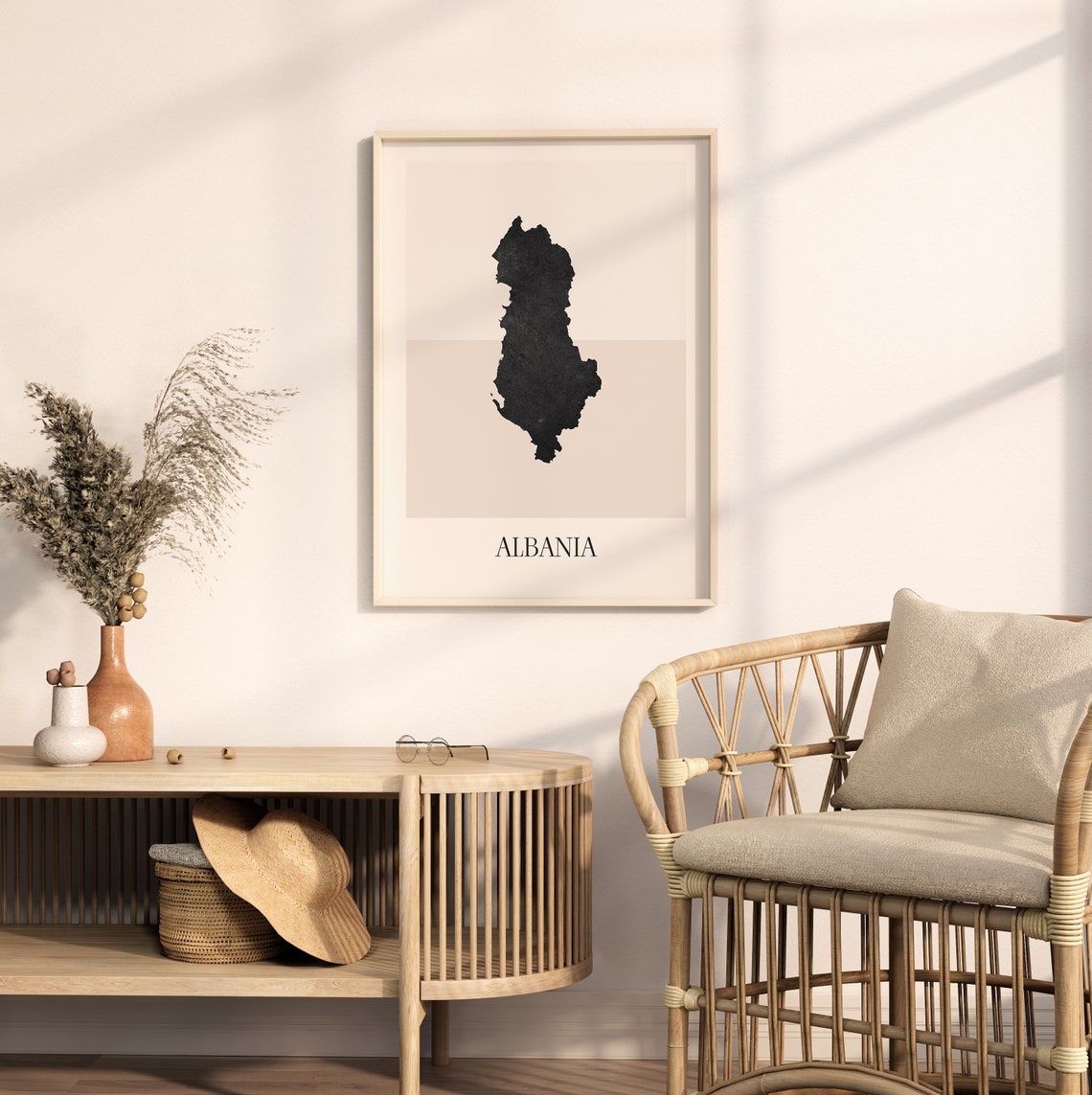 Albania Balkans Black Silhouette Minimalist Country Map Poster - Image 2