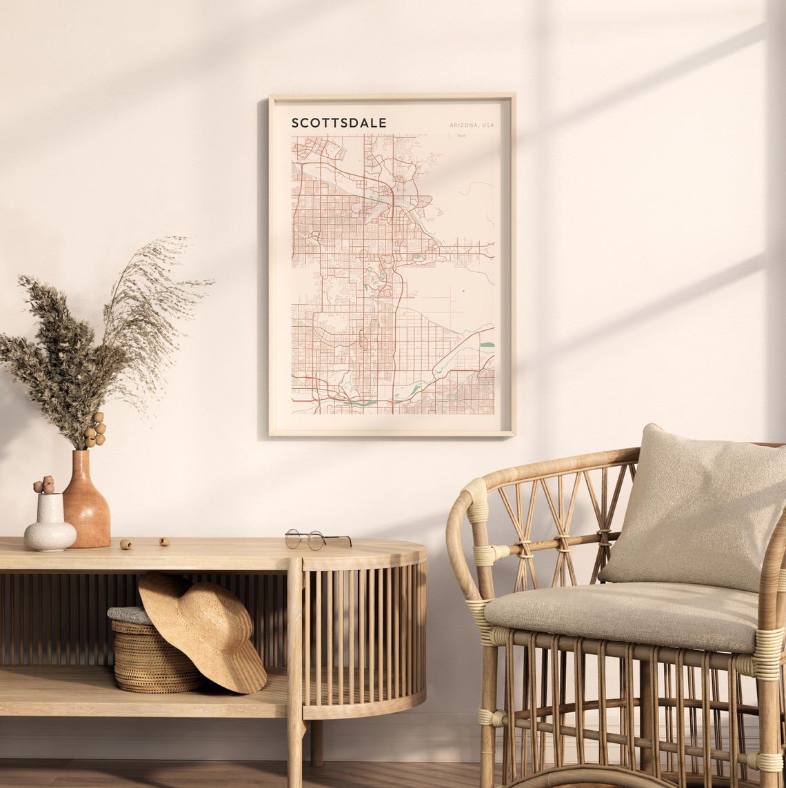 Scottsdale Arizona Modern Minimalist Copper Street Map Decor Poster - Image 2