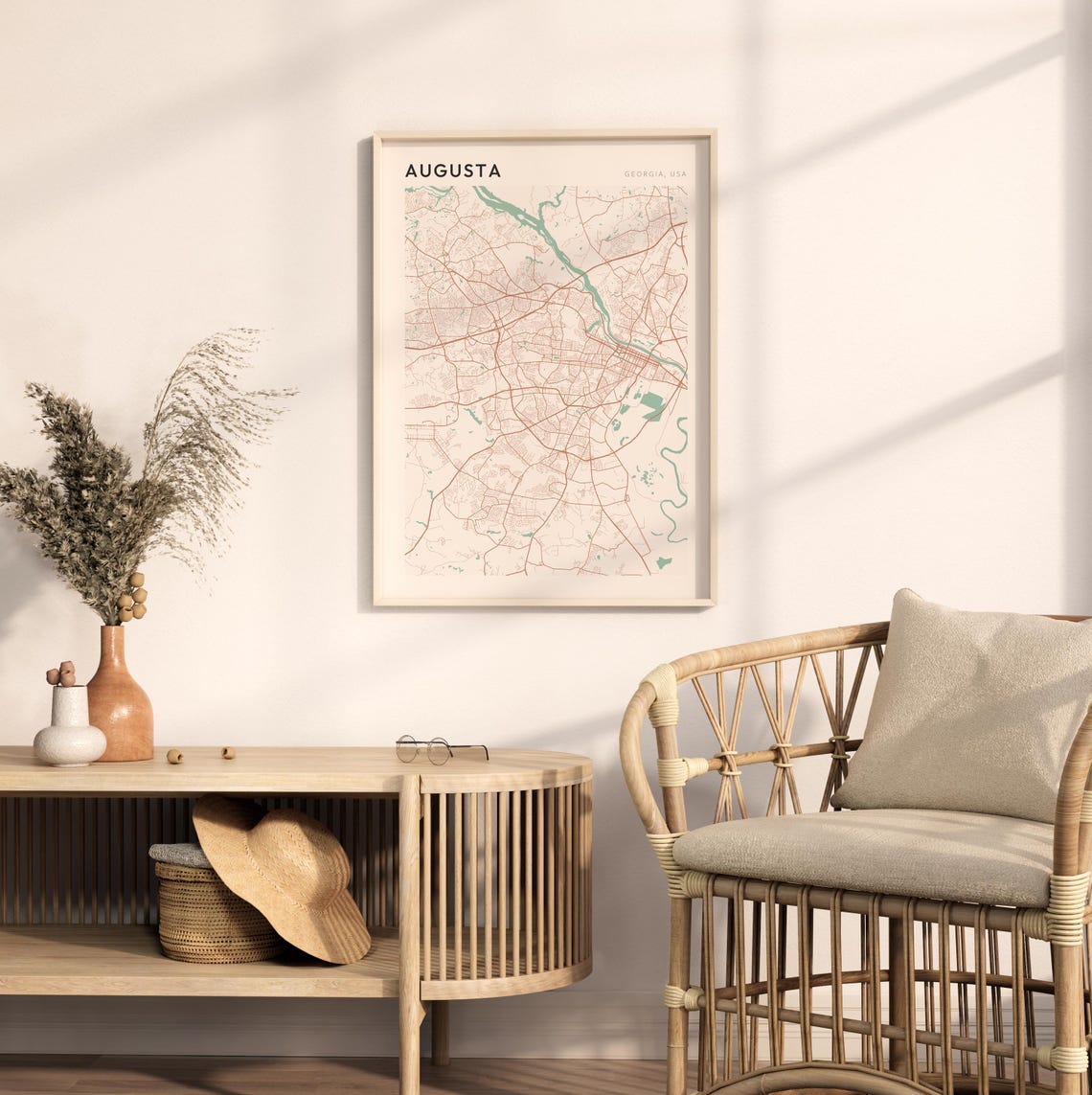 Augusta Georgia Minimalist Terracotta Street Line Map Poster - Image 2