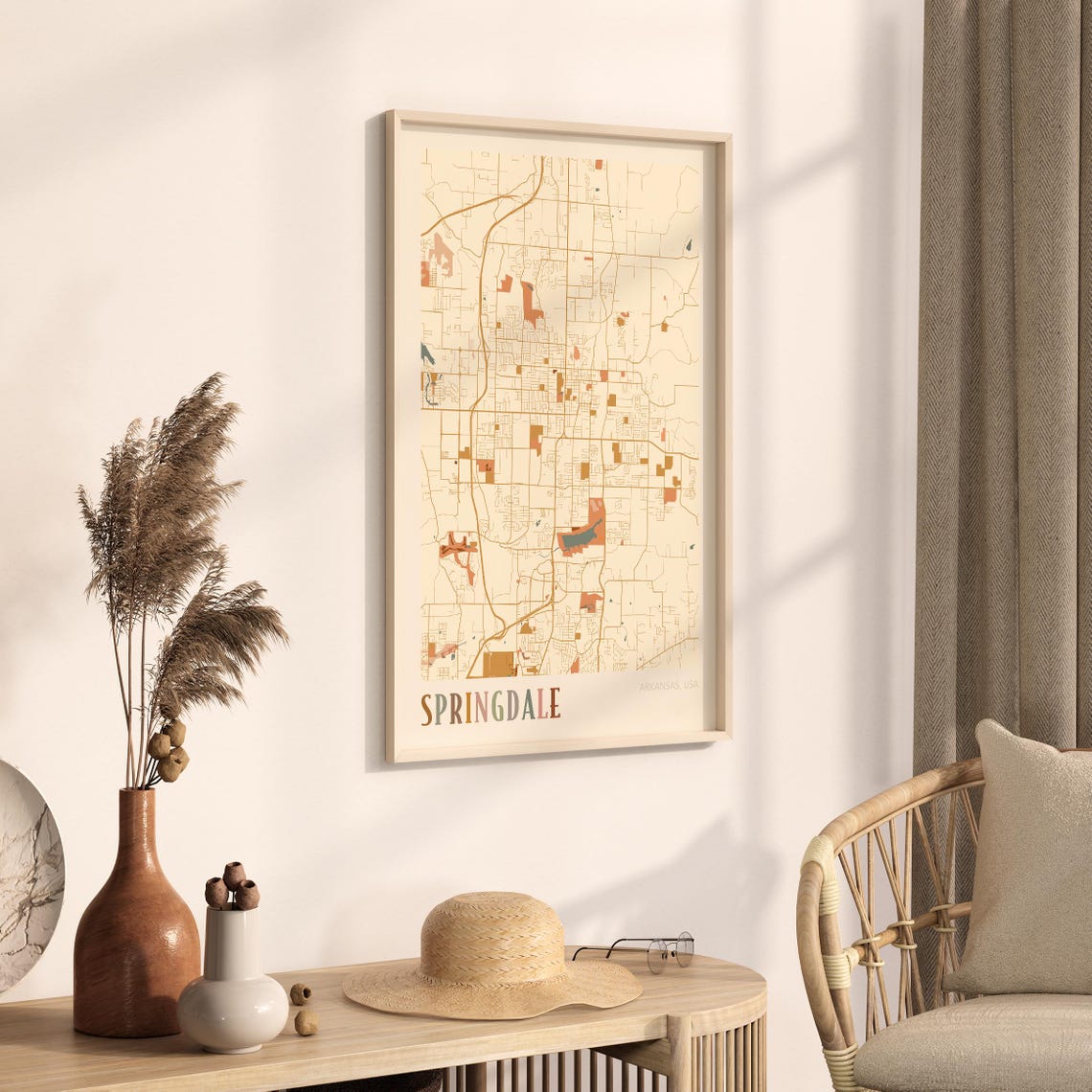 Springdale Arkansas Stylized Vintage Street Map Modern City Art Poster - Image 3