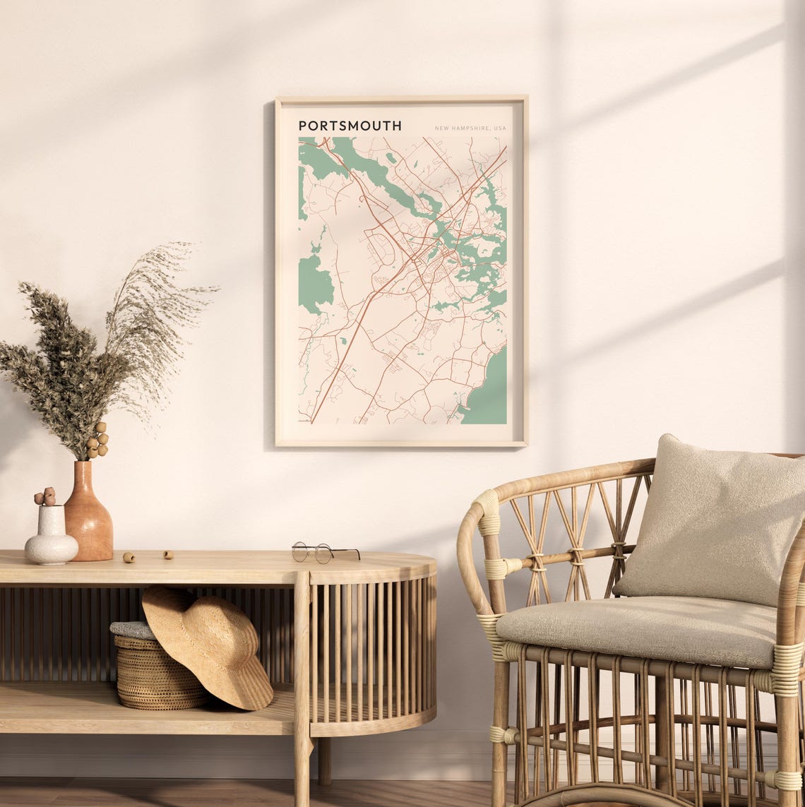 Portsmouth Map Poster Portsmouth Print Portsmouth Poster Portsmouth Wall Art New Hampshire Travel Gift Minimalist Decor - Image 2